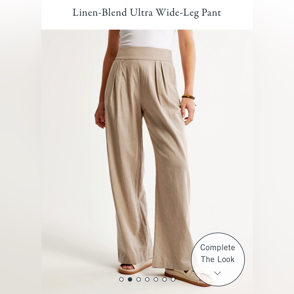 Abercrombie Brown Linen-Blend Ultra Wide-Leg Pant Size S regular